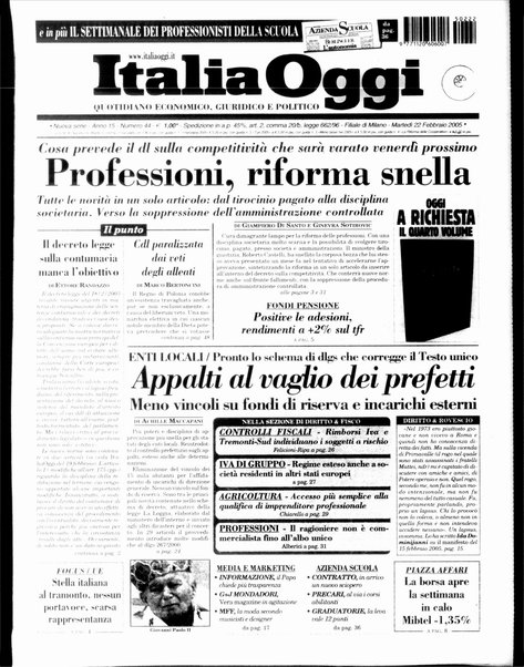 Italia oggi : quotidiano di economia finanza e politica